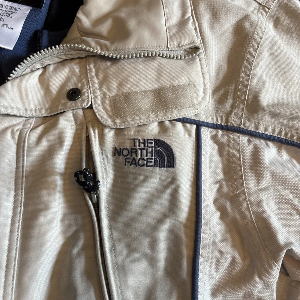 Vintage The North Face Jacket Men's Large Fleece Lined Vest Full Zip Beige Parka